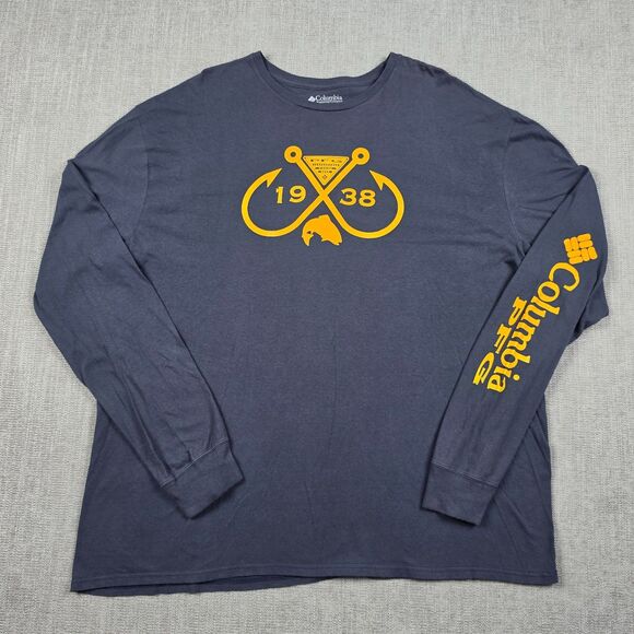Columbia Other - Columbia PFG Shirt Mens XXL 2XL Blue Long Sleeve Fishing Hook Graphic Cotton Tee